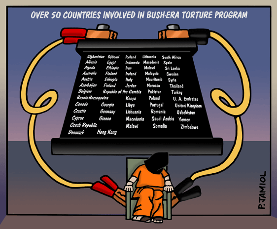 American Torture: The 50-Nation Hall of Shame (Jamiol Cartoon)