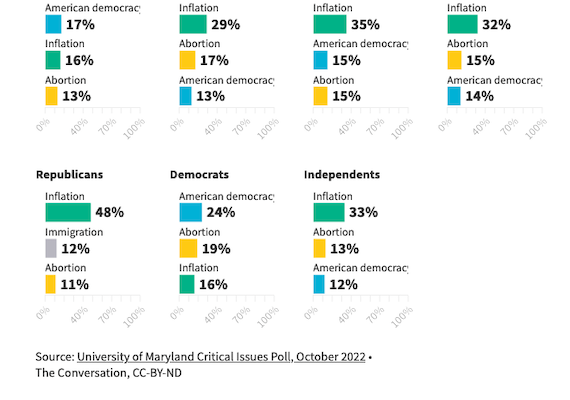 The Economy Looms Large in the Midterms, but Abortion, Ukraine and the State of Democracy are also Key Voter Issues